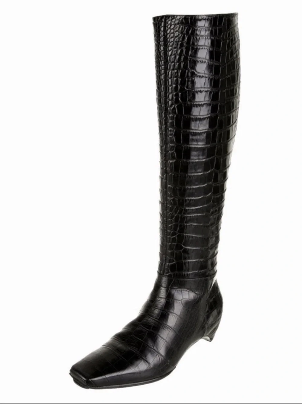 Dior Black Faux-Crocodile Knee Boot